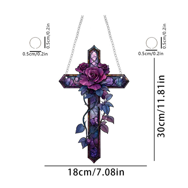 Religious Purple Cross Acrylic Bedroom Study Wall Waterproof And Hard-wearing Hanging Piece Pendant Decorations