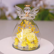 Eternal Dried Rose Gift Box - Angel Glass Cover for Christmas & Valentine's Day