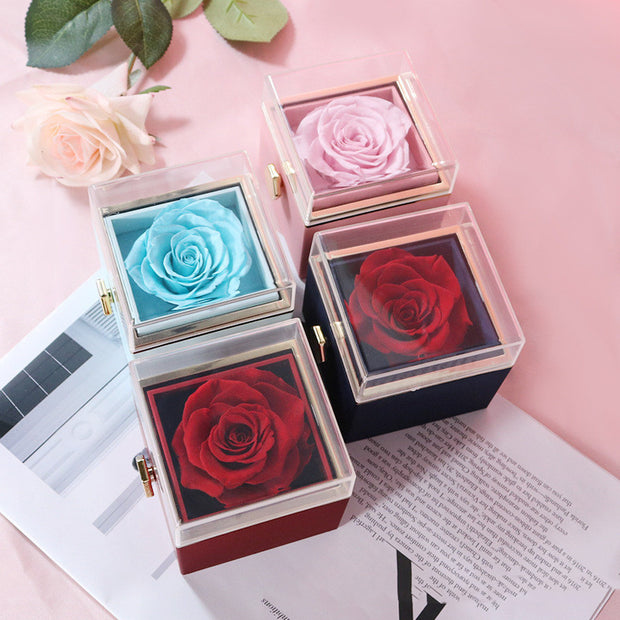 Fashion Acrylic Rotating Rose Jewelry Box