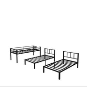 Twin Over Twin Twin Bunk Beds For 3, Twin XL Over Twin Twin Bunk Bed Metal Triple Bunk Bed, Black