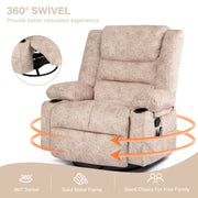 Beige Chaise Longue Sofa, Adult Swivel Lounger, Nursery Rocking Chair With Massage And Heating