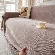 Chenille Herringbone Pattern Sofa Towel Cover Cloth Non-slip Stain Resistant All-inclusive Sofa Cover