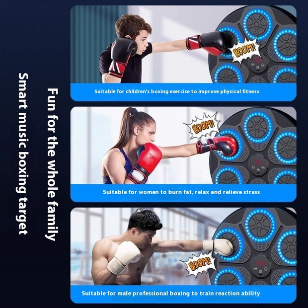 Music Boxing Machine with RGB Light & Bluetooth - Adjustable Speed for Fitness