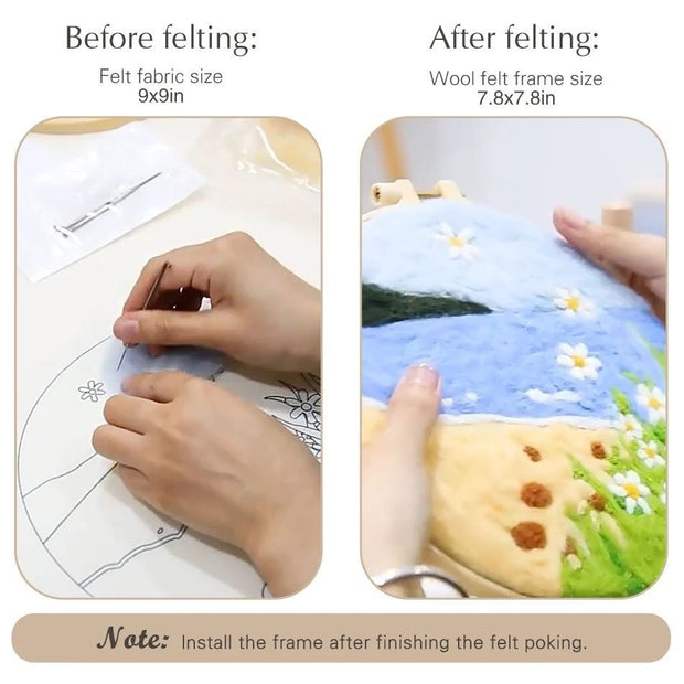 Wool Felt Painting With Embroidery Frame Needle Felt Supplies Suitable For Beginners