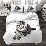 Three-piece Animal Cat and Dog Realistic Quilt Cover