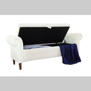 Beige Teddy Velvet Multifunctional Storage Rectangular Sofa Stool