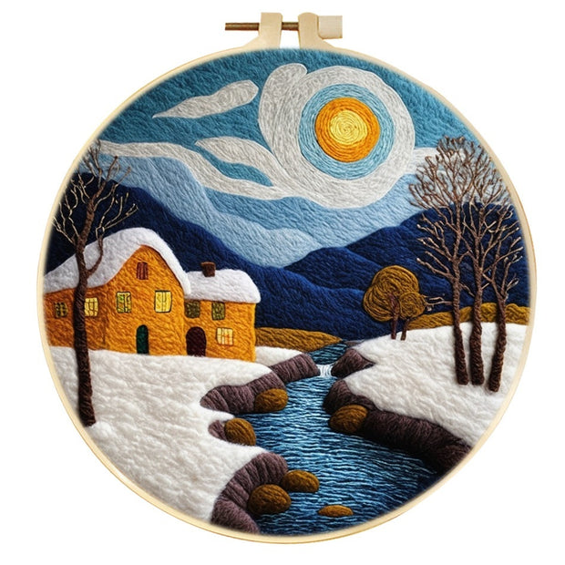 Wool Felt Painting With Embroidery Frame Needle Felt Supplies Suitable For Beginners