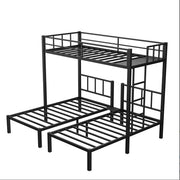 Twin Over Twin Twin Bunk Beds For 3, Twin XL Over Twin Twin Bunk Bed Metal Triple Bunk Bed, Black