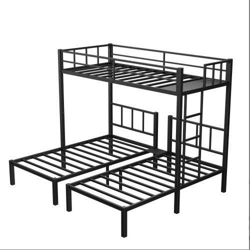 Twin Over Twin Twin Bunk Beds For 3, Twin XL Over Twin Twin Bunk Bed Metal Triple Bunk Bed, Black