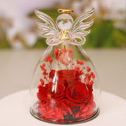 Eternal Dried Rose Gift Box - Angel Glass Cover for Christmas & Valentine's Day