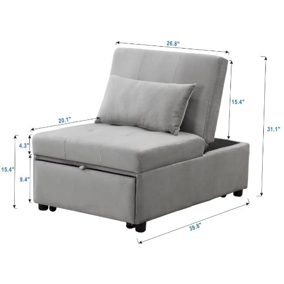 Folding Ottoman Sofa Bed Gray