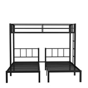 Twin Over Twin Twin Bunk Beds For 3, Twin XL Over Twin Twin Bunk Bed Metal Triple Bunk Bed, Black