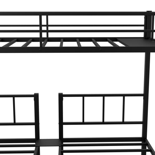 Twin Over Twin Twin Bunk Beds For 3, Twin XL Over Twin Twin Bunk Bed Metal Triple Bunk Bed, Black