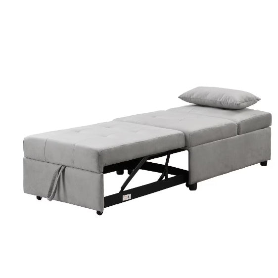 Folding Ottoman Sofa Bed Gray