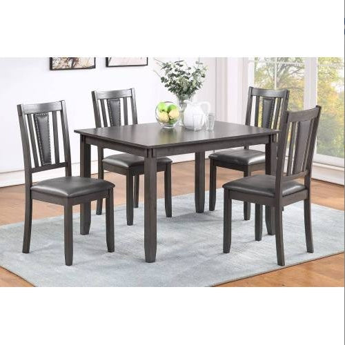 Grey Finish Dinette 5pc Set Kitchen Breakfast Dining Table W Wooden Top Upholstered Cushion Chairs Dining Room Furniture