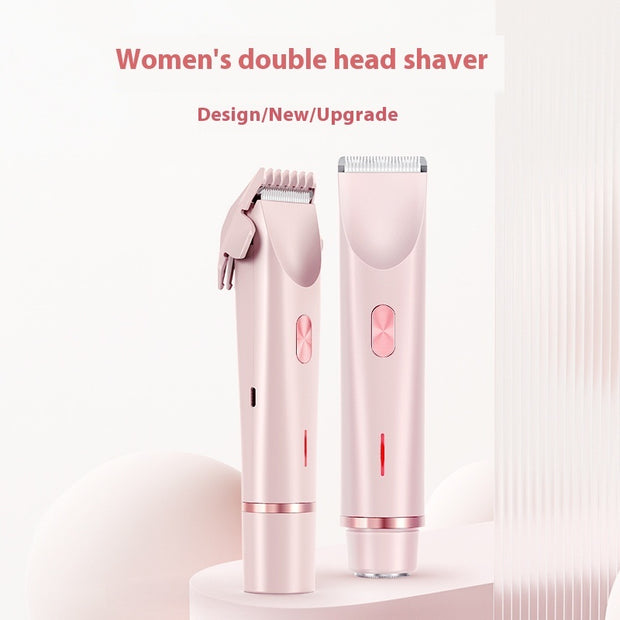 2-in-1 Women's Electric Razor – Wet & Dry Hair Remover, Double-Head Shaver for Bikini, Legs & Body, USB Rechargeable & Waterproof