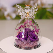 Eternal Dried Rose Gift Box - Angel Glass Cover for Christmas & Valentine's Day