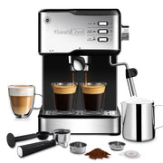 Geek Chef 20-Bar Espresso & Cappuccino Machine | Latte Maker with ESE POD Compatibility & Milk Frother | 950W, 1.5L Water Tank