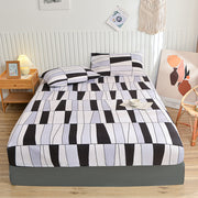 Printed Brushed Fitted Sheet One-piece All-inclusive Mattress Cover