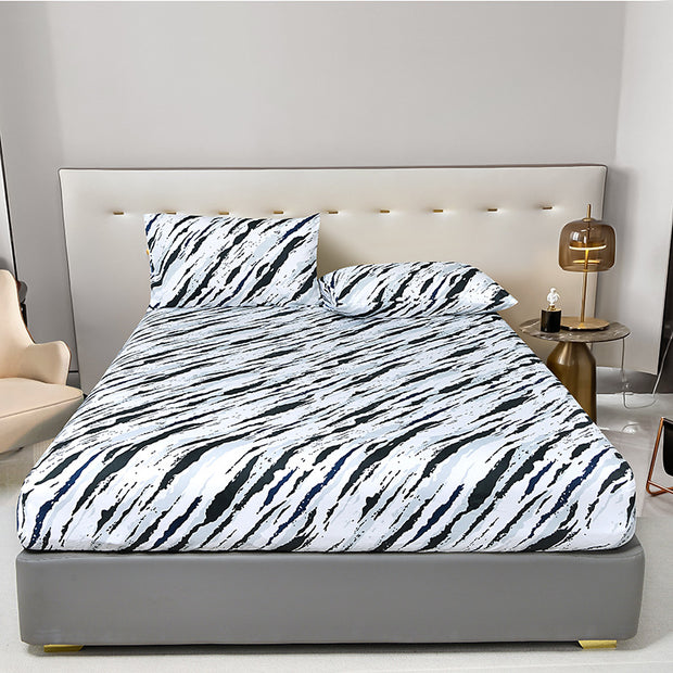 Printed Brushed Fitted Sheet One-piece All-inclusive Mattress Cover