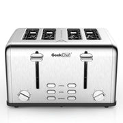 Prohibit Shelves In The Amazon. Toaster 4 Slice, Geek Chef Stainless Steel Extra-Wide Slot Toaster With Dual Control Panels Of Bagel,Defrost,Cancel Function,Ban Amazon