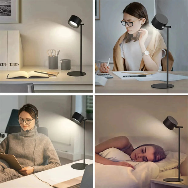 Magnetic Touchable LED USB Rechargeable Table Lamp 360 Rotate Cordless Remote Control Desk Lights Home Bedroom Wall Night Lamp