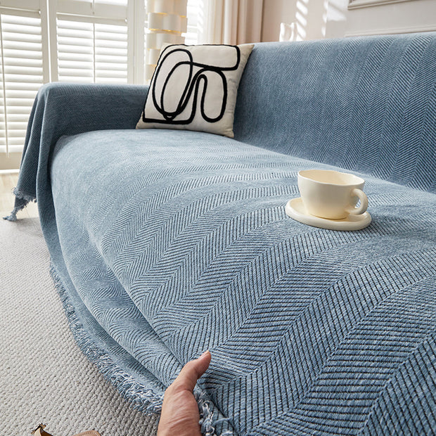 Chenille Herringbone Pattern Sofa Towel Cover Cloth Non-slip Stain Resistant All-inclusive Sofa Cover