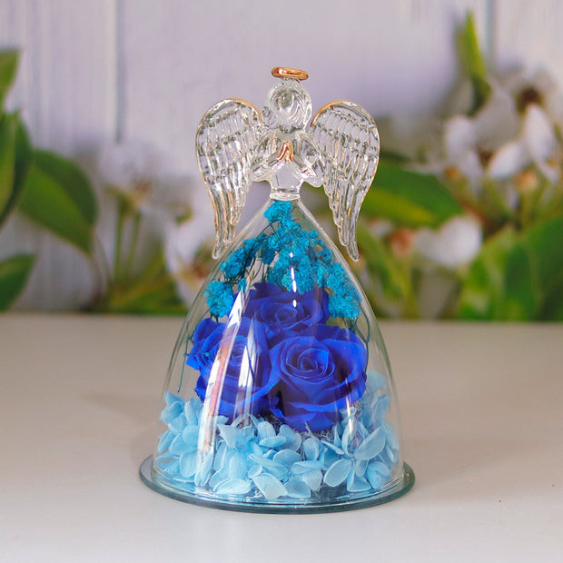 Eternal Dried Rose Gift Box - Angel Glass Cover for Christmas & Valentine's Day