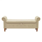 Beige Multifunctional Storage Rectangular Sofa Stool