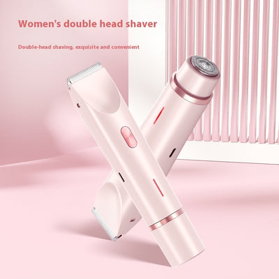 2-in-1 Women's Electric Razor – Wet & Dry Hair Remover, Double-Head Shaver for Bikini, Legs & Body, USB Rechargeable & Waterproof