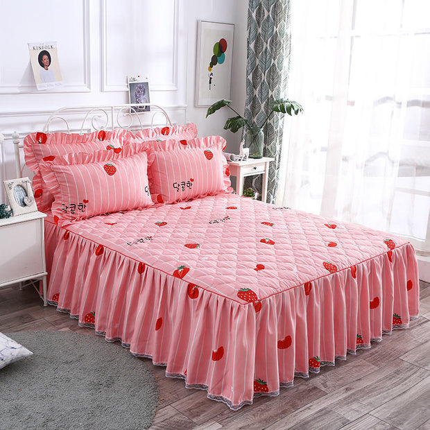 Twill Thickened Bedspread Bed Skirt Single Product Bed Skirt Three-piece Suit