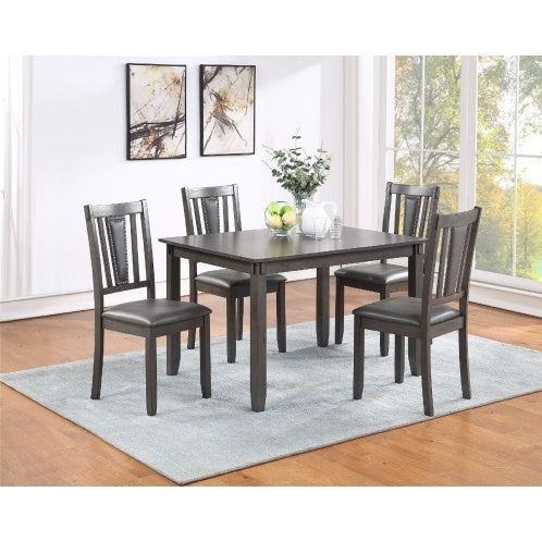 Grey Finish Dinette 5pc Set Kitchen Breakfast Dining Table W Wooden Top Upholstered Cushion Chairs Dining Room Furniture