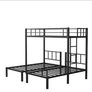 Twin Over Twin Twin Bunk Beds For 3, Twin XL Over Twin Twin Bunk Bed Metal Triple Bunk Bed, Black