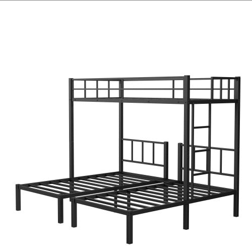 Twin Over Twin Twin Bunk Beds For 3, Twin XL Over Twin Twin Bunk Bed Metal Triple Bunk Bed, Black